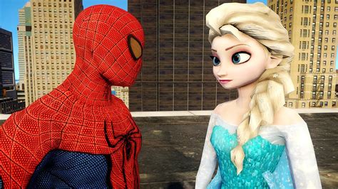 frozen elsa and spiderman